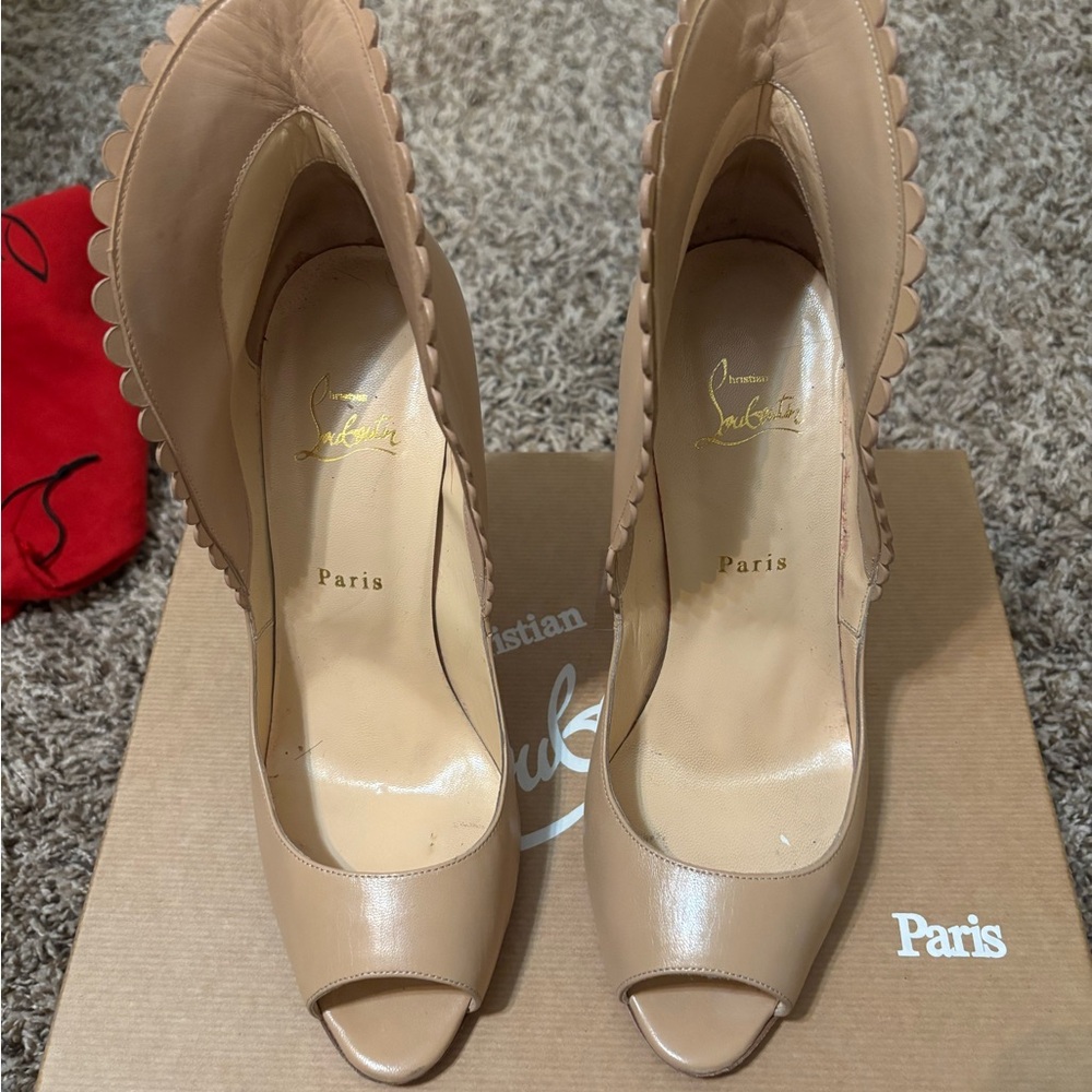 Christian Louboutin Beige Peep-Toe Heels